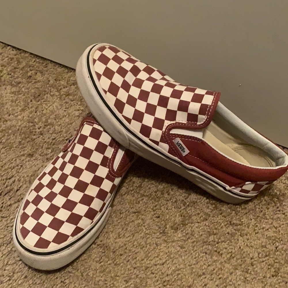 Maroon checkered vans